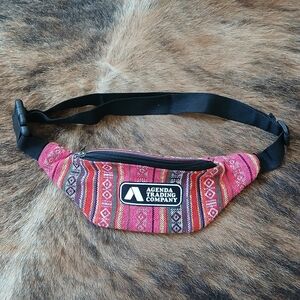 New Agenda Trading Company Red Patterned Woven Fanny Pack